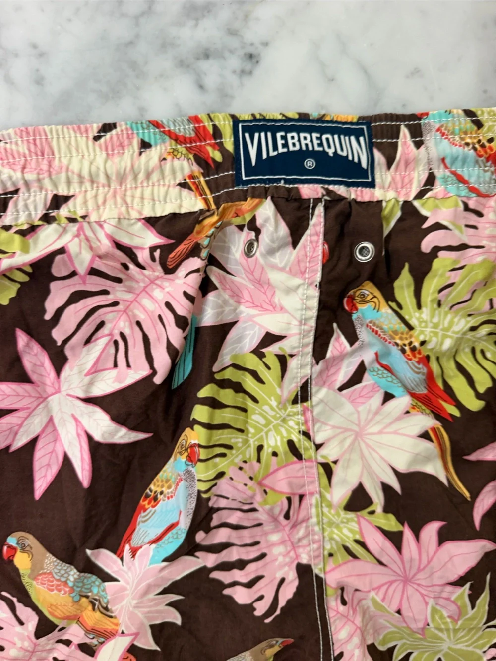 Vilebrequin Women’s Tropical Parrot Print Shorts - Brown, Pink & Green